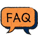 an illustration of a speech bubble with 'FAQ' inside