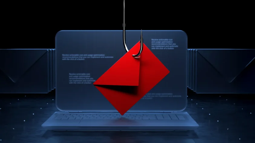 A red envelope with a fishhook in it