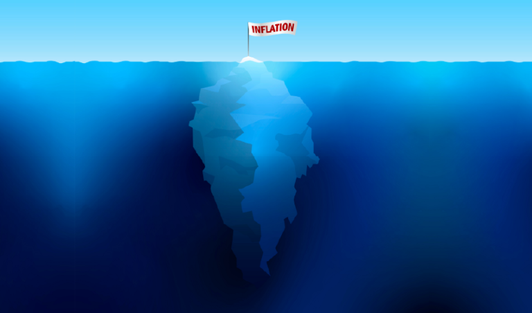iceberg with 'inflation' flag on top