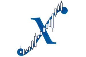 illustration of an 'X' with candlestick chart elements over the top
