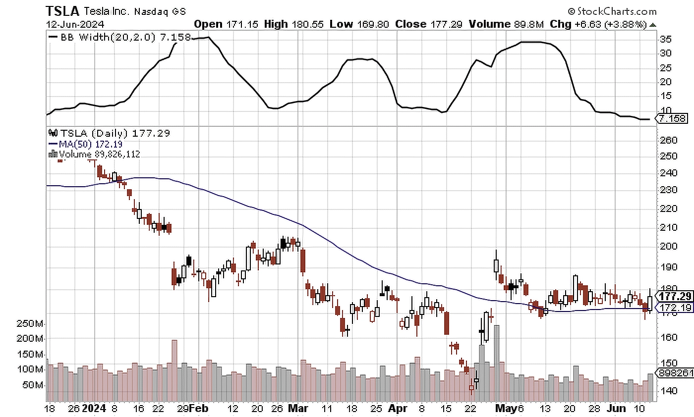 Daily chart of TSLA as of 6/17/2024