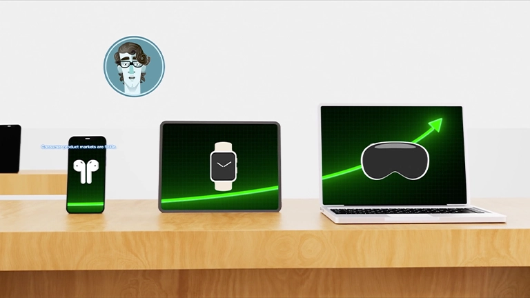 still from a video showing apple products