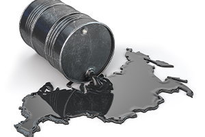barrel of oil spilling