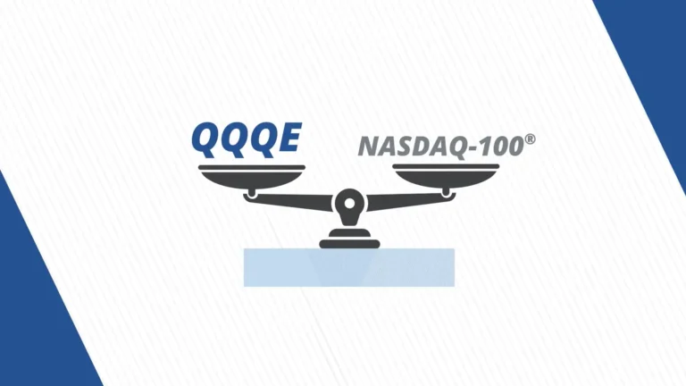 illustration of QQQE on a weighing scale with the Nsadaq-100