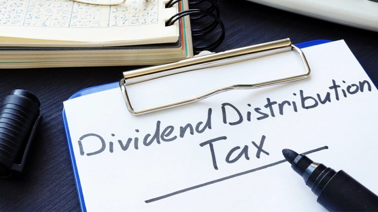 paper with 'Dividend Distribution Tax' written on
